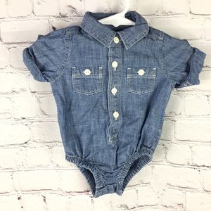 Baby GAP blue one piece outfit button front 0 to 3 months